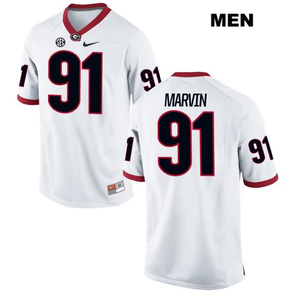 Georgia Bulldogs Men's David Marvin #91 NCAA Authentic White Nike Stitched College Football Jersey UZE4656YG